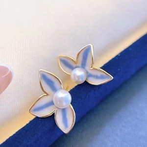 Oferta Especial, Pendientes de Perlas de Agua Dulce con Forma de Trébol Azul de 4-5 mm, Joyería Recién Llegada, Oferta Especial, Pendientes de Trébol Azul - Product Image 4