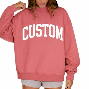 Sweat-shirt oversize pour femme à col montant, personnalisé et brodé, en molleton polyester/coton écologique, tissu respirant à séchage rapide - Product Image 4