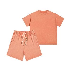 Ensemble Coordonné Streetwear Vert Forêt Vintage Décontracté d'Été en Molleton Lourd 2 Pièces Coupe Ample et Décontractée - Product Image 2