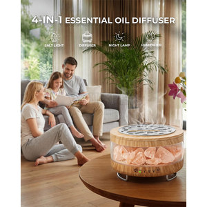 Difusor de Aroma de Sal del Himalaya de Diseño Moderno, Tallado a Mano, de Alta Calidad, Forma Natural, Vapor Suave - Product Image 5