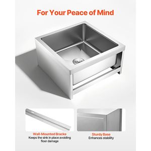 304 Stainless Steel 3-in-1 Filter 24 X 24 X 13 <b>Wall</b>-Mounted Bracket X-Shaped Groove Quick Smooth Drainage Balcony Bathroom <b>Mop</b> - Product Image 6