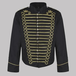 Men's Black <b>Mandarin</b> <b>Collar</b> Hussar <b>Jacket</b> With Gold Embroidery Button Closure Formal Winter Coat Slim Fit Polyester Shirt <b>Jacket</b> - Product Image 1