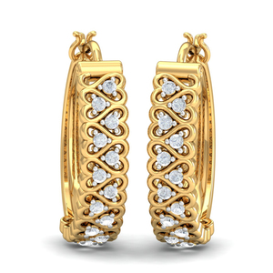 Pendientes de Aro de Oro Amarillo de Lujo con Diamantes Redondos de Corte Brillante Engastados en Garra para Mujer, Uso Diario - Product Image 1