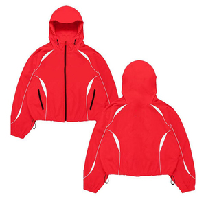Ensemble de course 2 pièces plissé en nylon respirant personnalisé pour homme, coupe-vent réfléchissant, tenue de sport décontractée d'hiver - Product Image 6