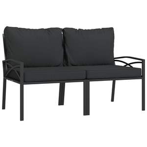 Ensemble de 2 chaises de jardin élégantes en acier thermolaqué noir et gris, canapés de jardin en polyester - Product Image 2
