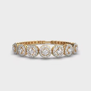 White Diamond Bracelet <b>for</b> Women and <b>Men</b>, Mix Cut Diamond Bracelet <b>For</b> Wedding, Yellow Gold moissanite Bracelet - Product Image 1