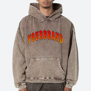 เสื้อฮู้ดดี้คุณภาพสูงทรงครอปสำหรับผู้ชาย ปรับแต่งได้ สไตล์วินเทจ ล้างสีแบบแอซิด วินเทจ สตรีทแวร์ พิมพ์ลาย DTG เสื้อฮู้ดดี้แบบสวมหัว - Product Image 4