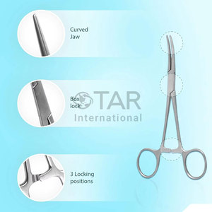 คีมหนีบห้ามเลือดแบบล็อค ขนาด 5.5 นิ้ว โค้ง สำหรับผ่าตัด สีเงิน - Product Image 3