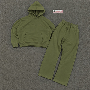 Conjunto de Sudadera con Capucha Oversize Premium Olive para Hombre, Sudadera Pullover y Pantalones Jogger, Ropa Deportiva Casual Urbana al por Mayor - Product Image 5
