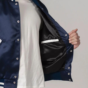 Veste bomber en satin personnalisée de haute qualité pour hommes, broderie de logo personnalisée, veste en satin antibactérienne écologique - Product Image 5