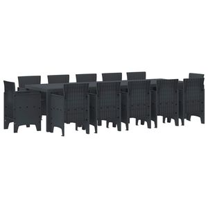 Ensemble de salle à manger de jardin en plastique anthracite, 13 pièces, mobilier d'extérieur résistant aux intempéries, design contemporain - Product Image 1
