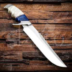 Couteau Bowie Avalanche en acier D2 fait main OEM, manche en résine, couteau à lame fixe tactique de survie pour la chasse en plein air avec étui en cuir - Product Image 2