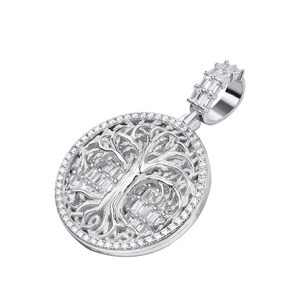 Nuevo Colgante de Árbol de la Vida con Micro Pavé de Moissanita para Hombre, Estilo Hip Hop Punk, Bañado en Oro - Product Image 2