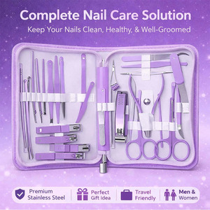 Ensemble de soins des ongles professionnel, ensemble de manucure et de pédicure multi-usages, ensemble de manucure en acier inoxydable, kit de manucure pratique pour les voyages - Product Image 6