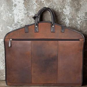 Porte-costume en cuir véritable à prix d'usine, avec logo personnalisé, housse de protection de vêtements de voyage en cuir de vachette de luxe, fermeture éclair robuste - Product Image 4