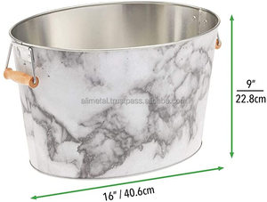 Marble Gray Metal Bottle Cooler Decorative Drinks Cooler with Handles Ideal as a Drinks Tub for Wine <b>Beer</b> Champagne Customizable - Product Image 6