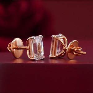 14K Rose Gold VVS1 Lab Grown Diamond <b>Stud</b> Earrings (6.19 CT 4-Prong) - Product Image 3