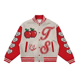Custom Logo Sporty Men's Letterman Jacket with Stand Collar Leather Sleeves Embroidery Waterproof Reversible Winter Style - Product Image 1