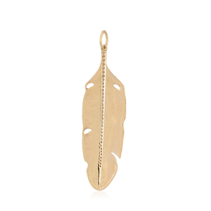 Colgante de Pluma de Oro Amarillo de 14k con Diamante Natural, Joyería Fina al por Mayor, Último Diseño en Joyería de Colgantes - Product Image 5
