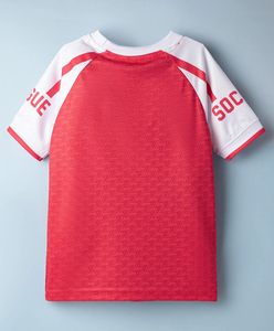 Maillot de football pour enfants à manches courtes, rouge et blanc, respirant, séchage rapide, antibactérien, 100% polyester, vêtements de sport pour enfants, tenue d'équipe - Product Image 2