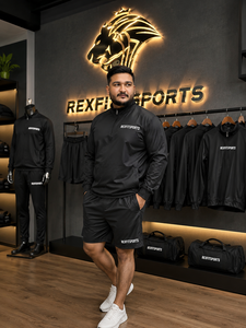ชุดออกกำลังกายไนลอนแบบสั่งทำขายส่ง REXFIT SPORTS 2026 สำหรับทุกเพศ เสื้อแจ็คเก็ตคอเต่าแบบซิปครึ่งตัวและกางเกงขาสั้น ชุดกีฬาออกกำลังกายน้ำหนักเบา - Product Image 2