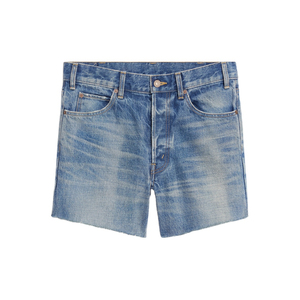Shorts en jean décontractés pour femmes, coupe droite, haute qualité, style vintage, respirants, en coton lavé, fermeture boutonnée - Product Image 1