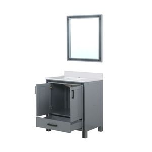 Mobile da Bagno Grigio Scuro 30 Pollici L X 22 Pollici D con piano in quarzo bianco e altezza 28 pollici. Mobili da Bagno con Specchio - Product Image 4