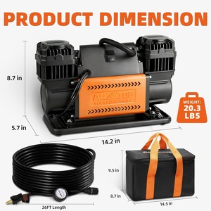 Kit de compresseur d'air, gonfleur portable 12V à double cylindre 12,35 pi³/min, pompe à air tout-terrain pour pneus de camion, usage intensif - Product Image 4