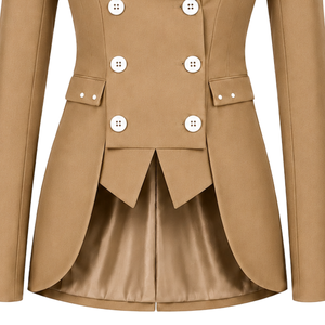 Blazer Personalizado Color Camel para Mujer, Corte Entallado, Doble Botonadura, Manga Larga, Formal, para Oficina, con Logotipo en el Pecho - Product Image 5