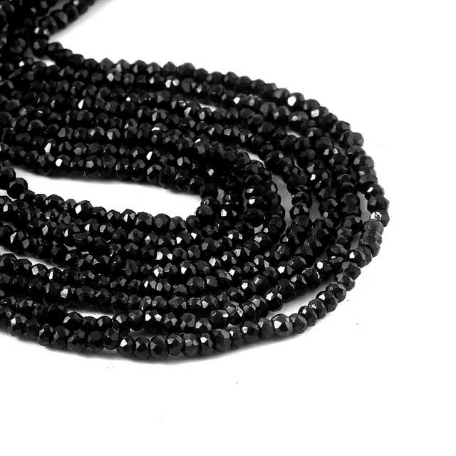 Best Seller Natural Black Onyx Rondelle Cut Faceted 3mm Black Onyx December Birthstone Jewelry Making Beads Wholesale