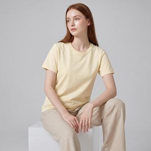 T-shirt basique en coton pour femmes, col rond, manches courtes, jersey léger, décontracté, pour un usage quotidien, t-shirts pour femmes - Product Image 4