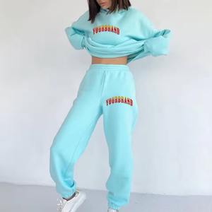 Conjunto de Dos Piezas de Punto con Capucha para Mujer, Invierno 2025, con Logotipo Personalizado, Top Corto de Manga Larga, Sudadera con Cierre, Chándal - Product Image 1