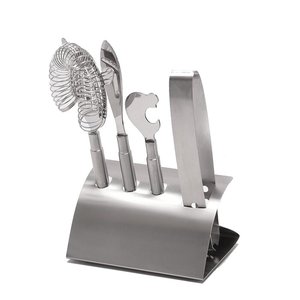 Kit de barman de luxe multi-pièces en acier inoxydable avec shaker à cocktails, doseur, passoire et cuillère pour accessoires de bar à domicile et de fête - Product Image 6