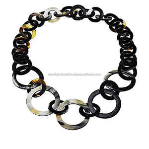 Vente en gros de collier en corne de buffle de qualité supérieure chaîne à la mode avec perle matériau principal collier à maillons naturels en laiton - Product Image 4