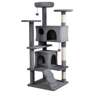 Torre per Gatti Grigio Chiaro 132 cm, Albero da Gioco Multifunzione per Gatti con Posti Sosta, Cucce e Tiragraffi per Arrampicata e Gioco - Product Image 3