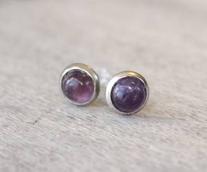 Boucles d'oreilles breloques en améthyste, cabochons de pierres précieuses, argent sterling, style vintage, bijoux pour femme, faits à la main, fournisseur en gros - Product Image 3