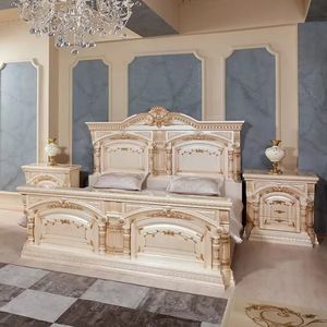 Offre Spéciale : Ensemble de Chambre Emma Luxe Classique Ivoire pour Hôtel – Lit en Bois Sculpté, Armoire et Coiffeuse – Style Européen Élégant - Product Image 2