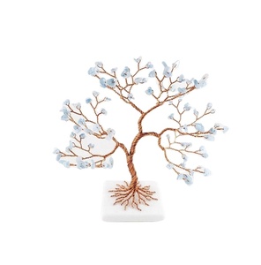 Natural <b>Crystal</b> <b>Chip</b> Aquamarine Wire Wrapped Tree of Life Stone <b>Chip</b> Tree <b>Crystal</b> <b>Chip</b> Healing Gemstone Agate Decoration Gifts - Product Image 1