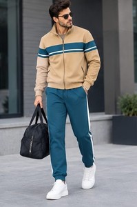 Ensemble de survêtement décontracté pour homme, style streetwear, manches longues, fermeture à cordon, design uni, respirant, 100% coton, vêtements d'hiver, coupe régulière - Product Image 6