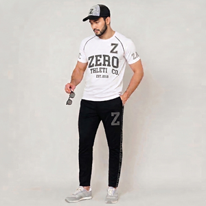 Men's <b>White</b> Printed T-Shirt <b>Tracksuit</b> Joggers Set Crew Neck Tee Trouser Set Lightweight 100% Polyester T Shirt Track Suits - Product Image 1
