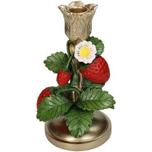 Minimalist Iron Strawberry Tree <b>Candle</b> Stand With Green Leaves And <b>Red</b> Berries Metal Base Home Decoration - Product Image 3