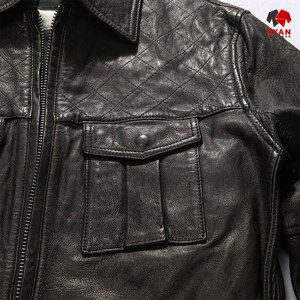 แจ็คเก็ตหนังแท้แบบสั่งทำพิเศษสำหรับผู้ชาย ยี่ห้อ Ryan Pro Gear เนื้อผ้านุ่มสบาย ระบายอากาศได้ดี พร้อมโลโก้แบบสั่งทำ - Product Image 4