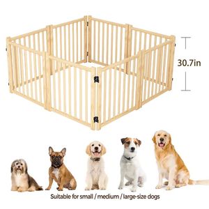 31 \ "H casa indipendente dei cancelli per cani in legno con porte scale a 8 pannelli per interni del cancello per animali domestici - Product Image 2