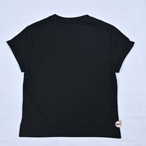 Camiseta de alta calidad para mujer, bordada, de manga corta, cuello redondo, 95% algodón y 5% spandex, de color sólido, tejido de punto, informal, para verano. - Product Image 3