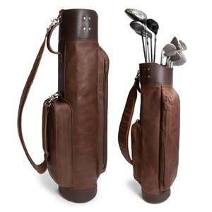 Genuine Leather Golf Bag Solid Color Zip Closure Large Capacity For Adults Carry Golf Clubs - Product Image 1