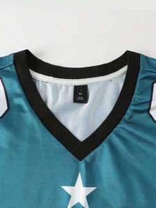 Maillots de football rétro personnalisés de haute qualité à col en V, coupe ample, respirants en mesh, coupe courte, taille américaine, pour hommes. - Product Image 4