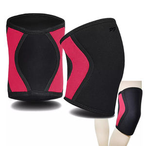 Genouillère de compression en néoprène 7 mm avec logo personnalisé, unisexe, noir et rouge, pour la musculation, les squats, la protection pendant les exercices de gym - Product Image 1