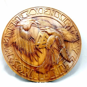 Authentique bouclier viking en bois de forme ronde, d'inspiration nordique, artisanat fait main pour l'affichage historique et les collectionneurs - Product Image 1