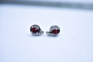 Pendientes de Granate Hechos a Mano, Pendientes de Plata de Ley 925 con Circonita Cúbica, Joyería Elegante para Mujer - Product Image 5