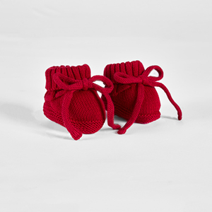 Bottes tricotées pour bébé, couleur rouge écologique, 100% coton, décontractées, épaisseur standard, service OEM ODM, 0-3 mois, couleur unie - Product Image 1